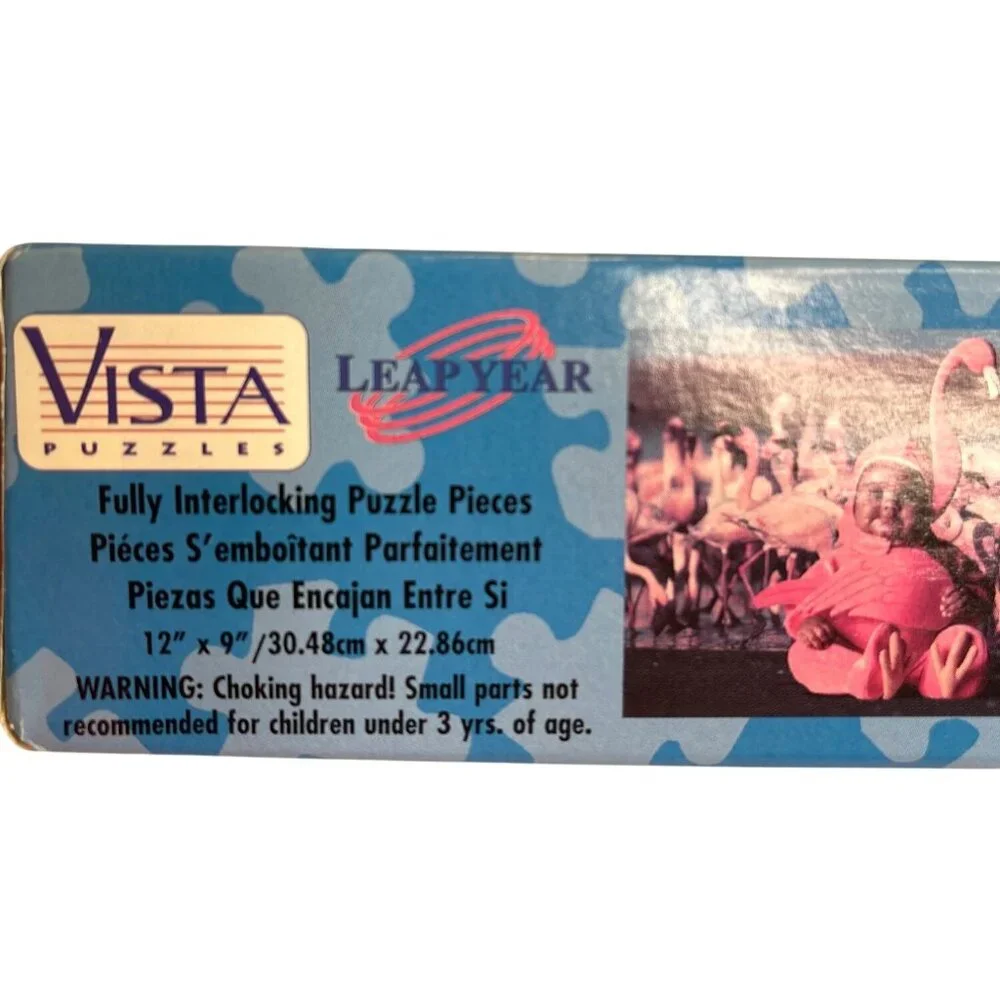 VTG African American Jigsaw Puzzle Baby Pink Flamingo Flock 100 Piece USA NIB - Picture 3 of 8